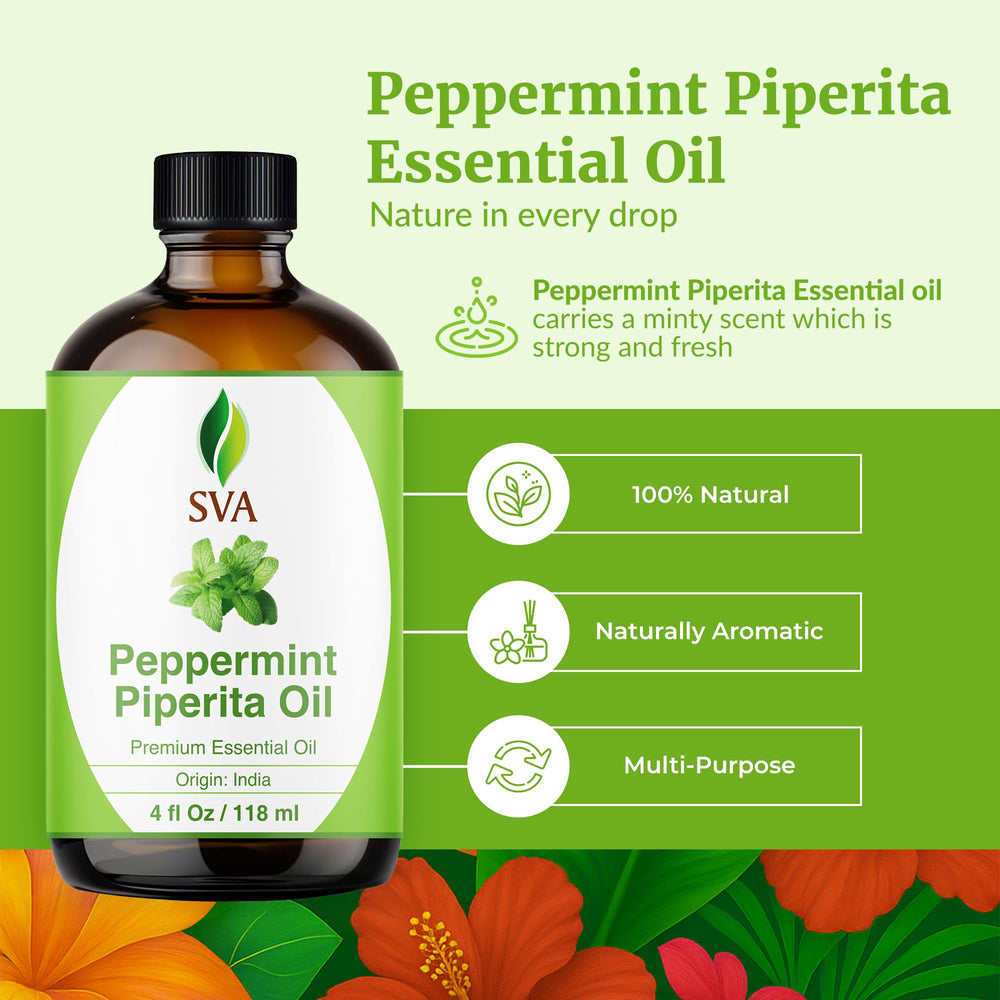 SVA Organics peppermint oil in diffuser delivering refreshing aroma