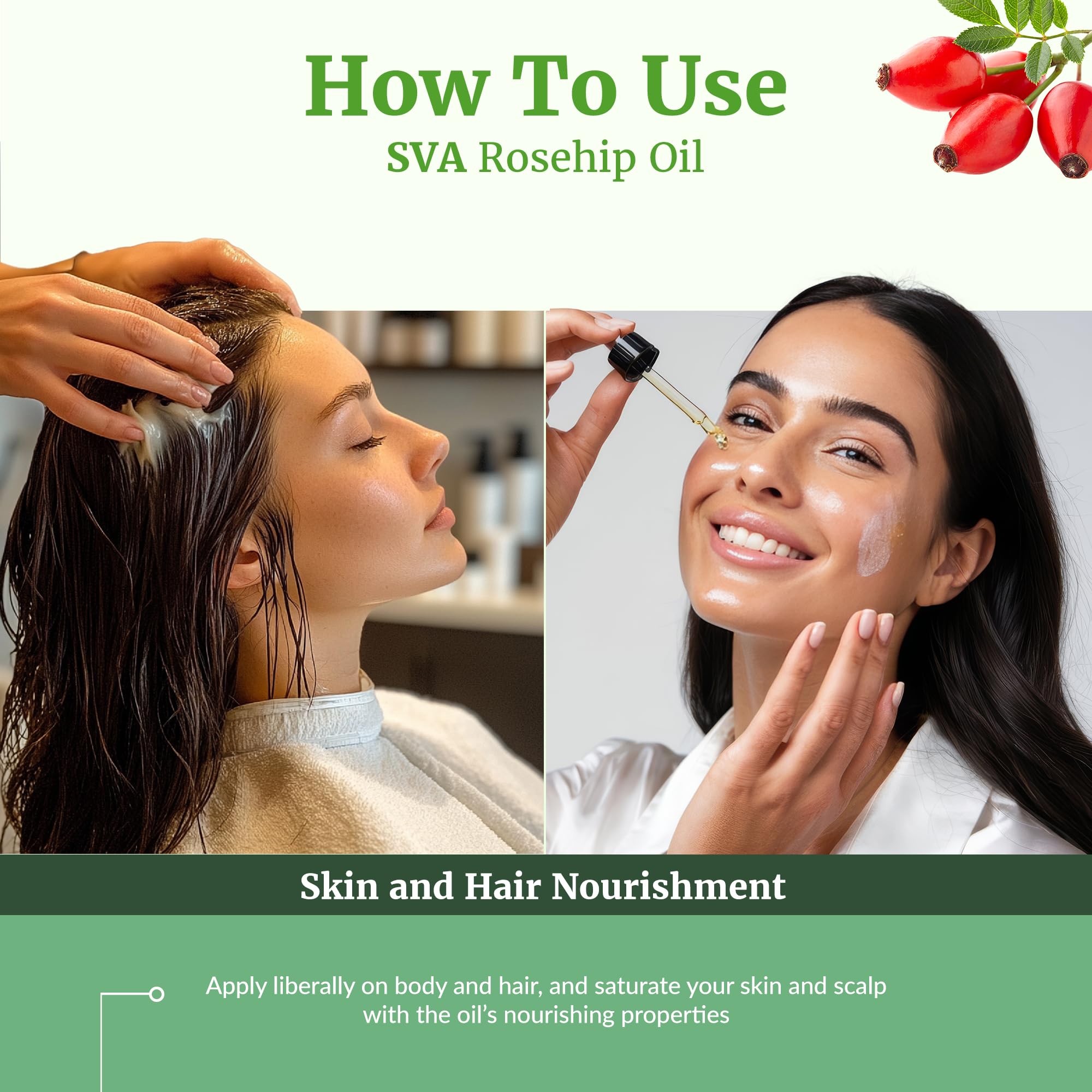 SVA Rosehip Seed Oil dropper bottle for easy dosing.