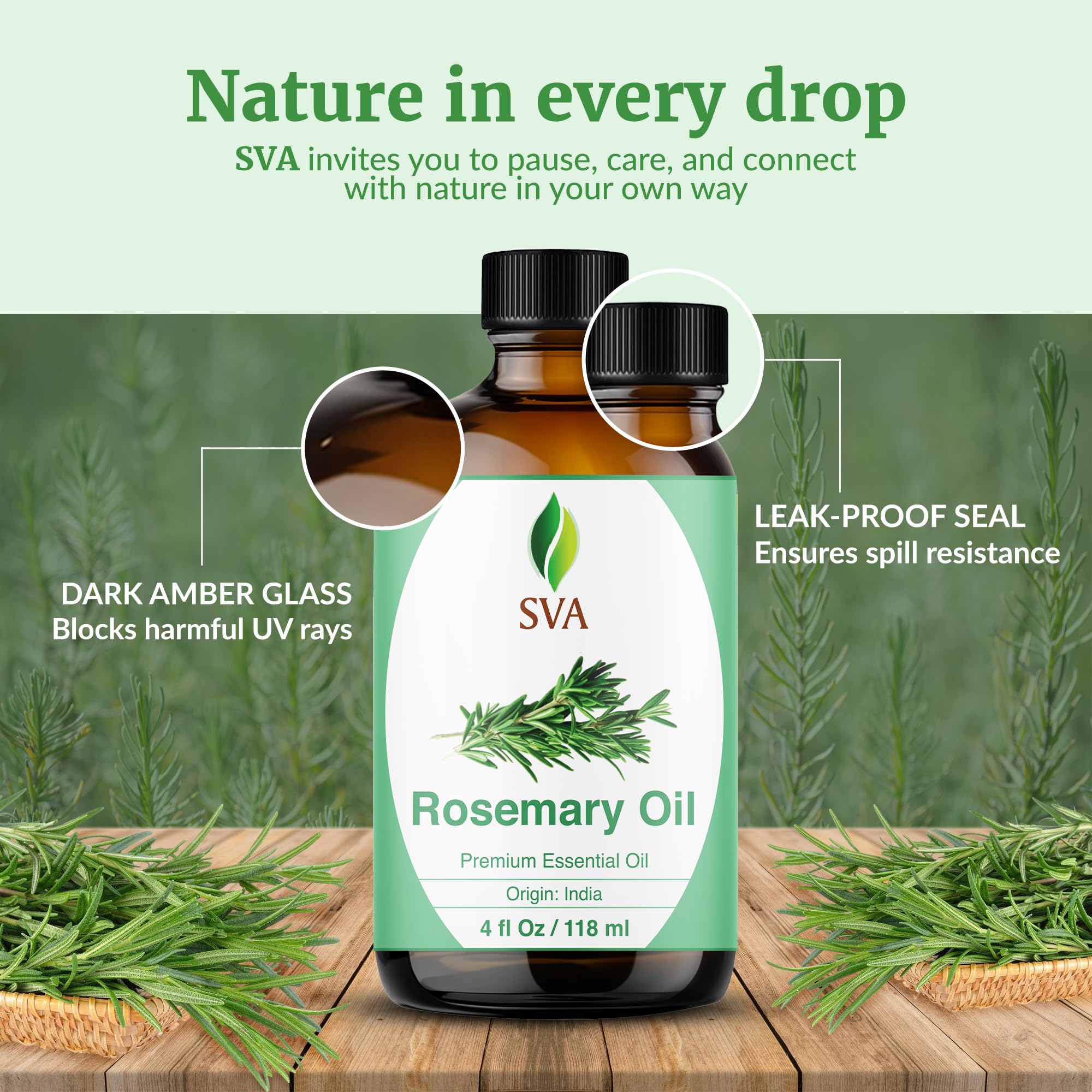 SVA Rosemary oil used to refresh deodorizers and spaces with a minty aroma.