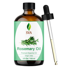 SVA Rosemary Essential Oil bottle with dropper for precise application and fragrance.