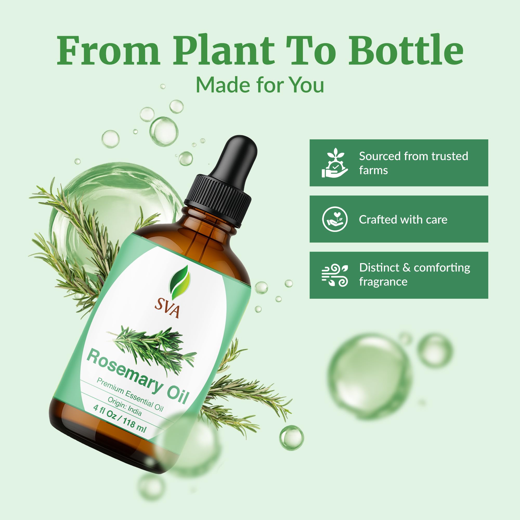 SVA Rosemary oil used for skin care, blended into creams for gentle nourishment.