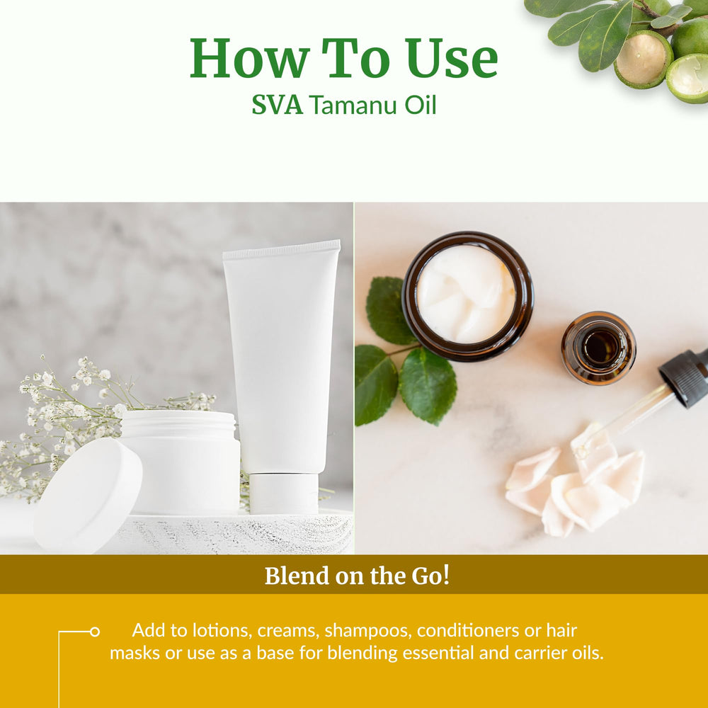 SVA Tamanu Oil in hand for easy, targeted application