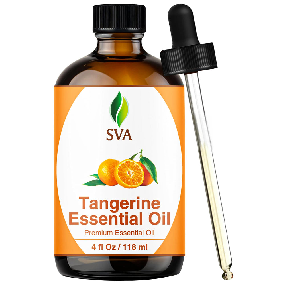 SVA Tangerine Essential Oil bottle with dropper for easy application and diffusion.