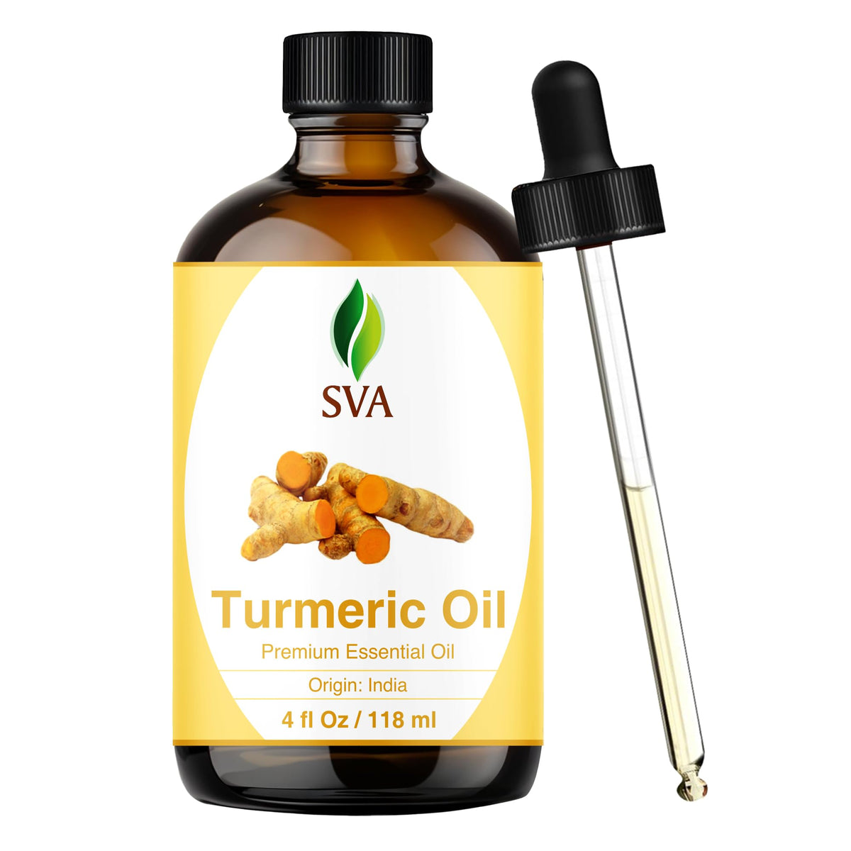 SVA Turmeric Essential Oil 4oz bottle for diffuser and skin care