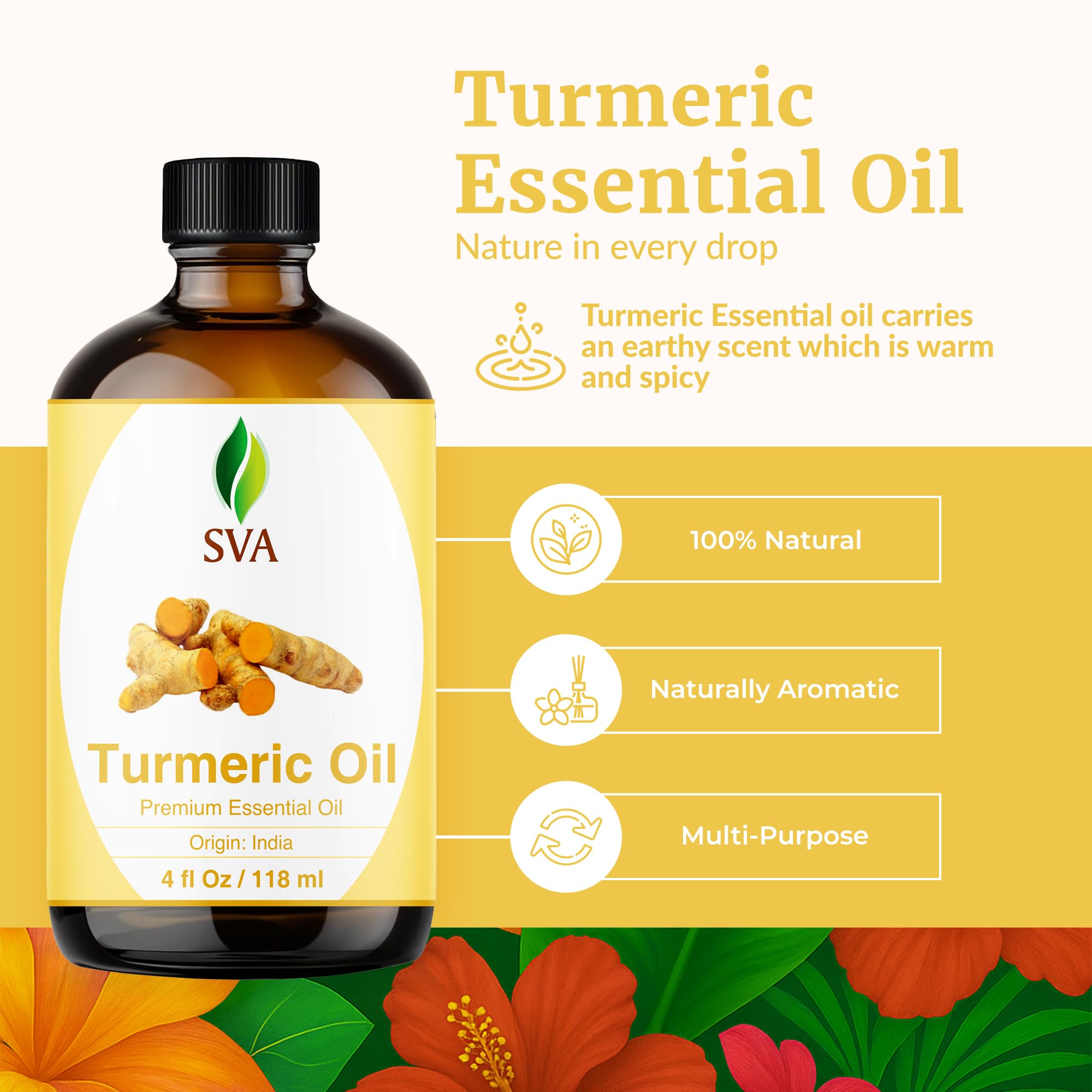 SVA Turmeric Essential Oil dropper bottle for precise dosing