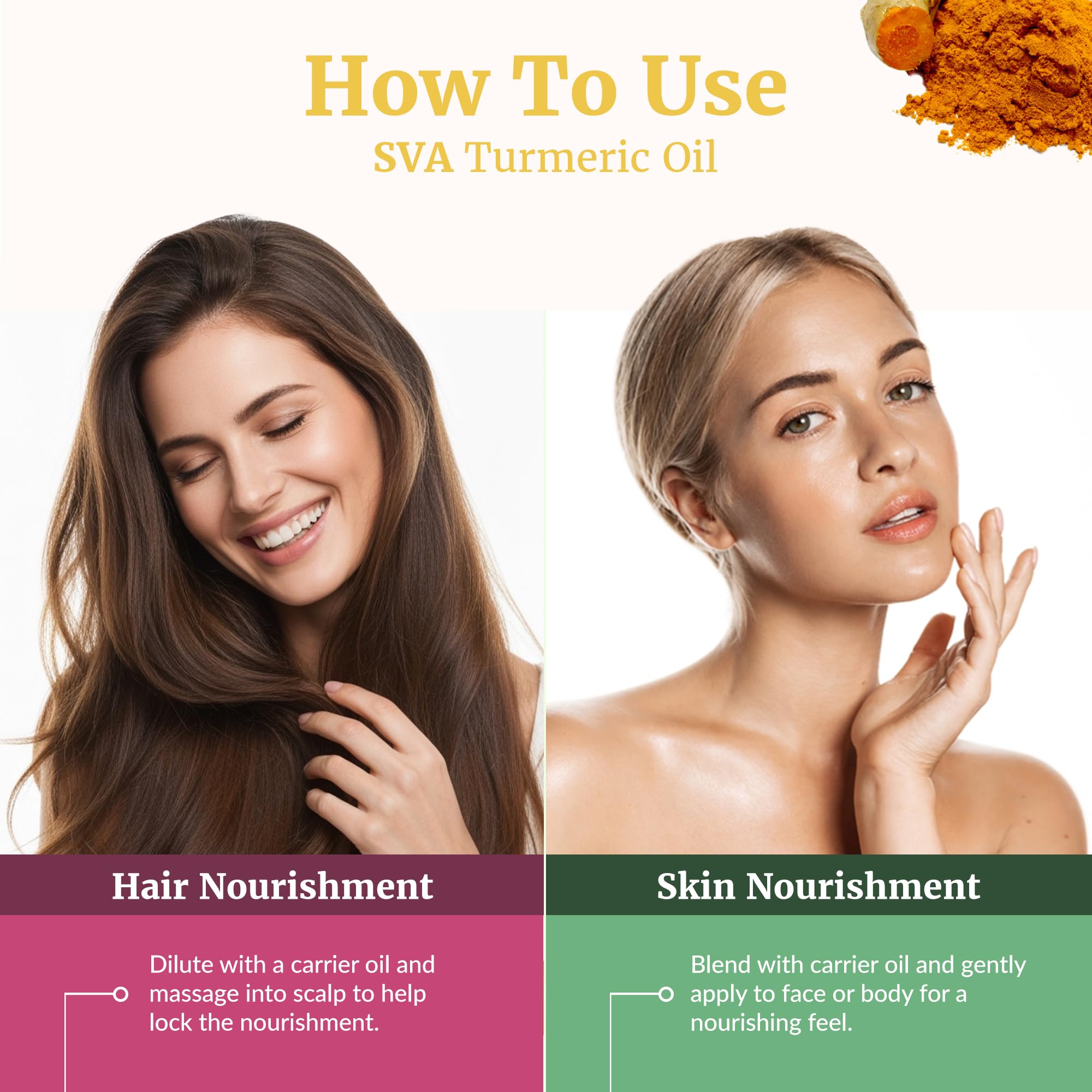 SVA Turmeric Essential Oil blended into shampoo for scalp care