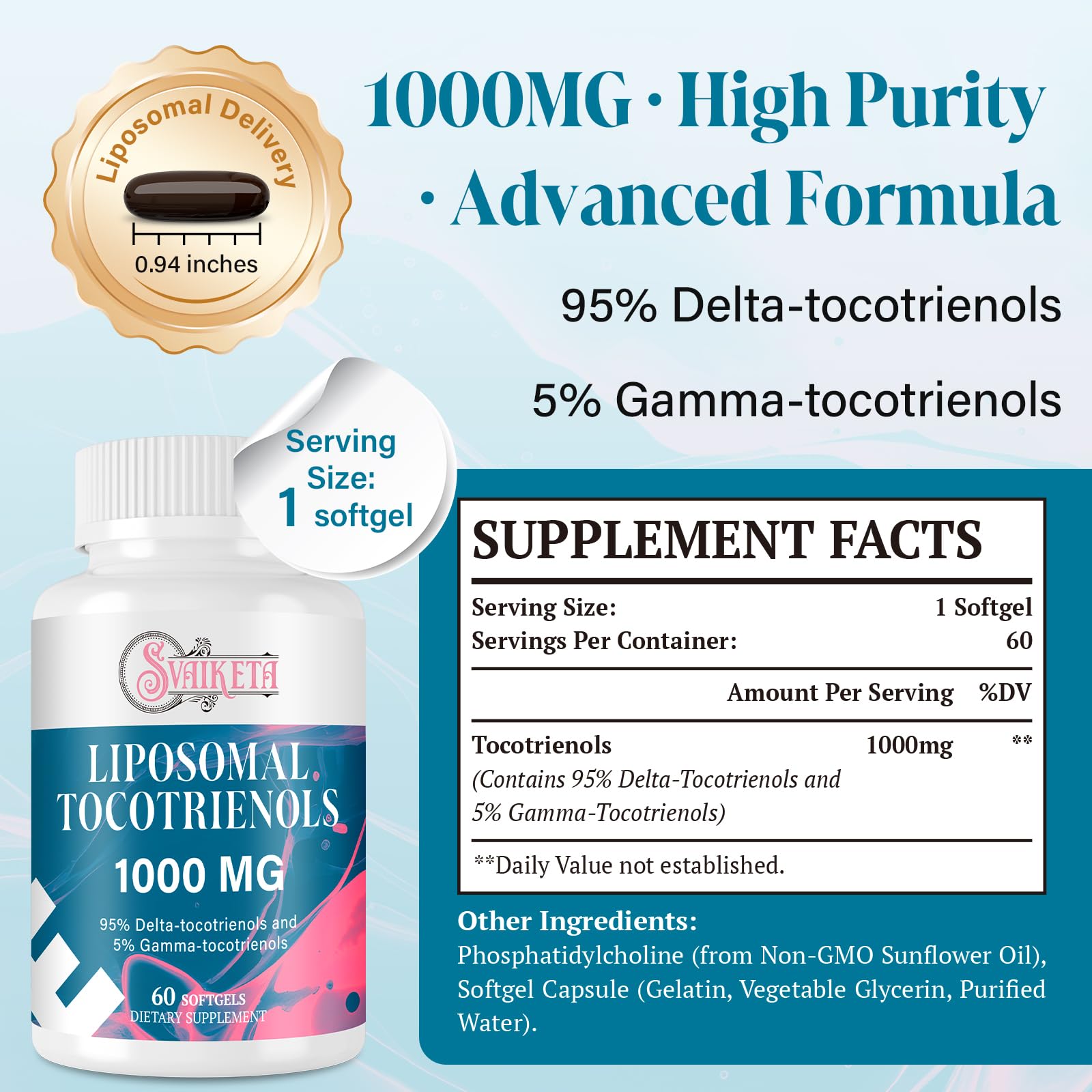 Close-up of Svaiketa softgels highlighting high-potency formula