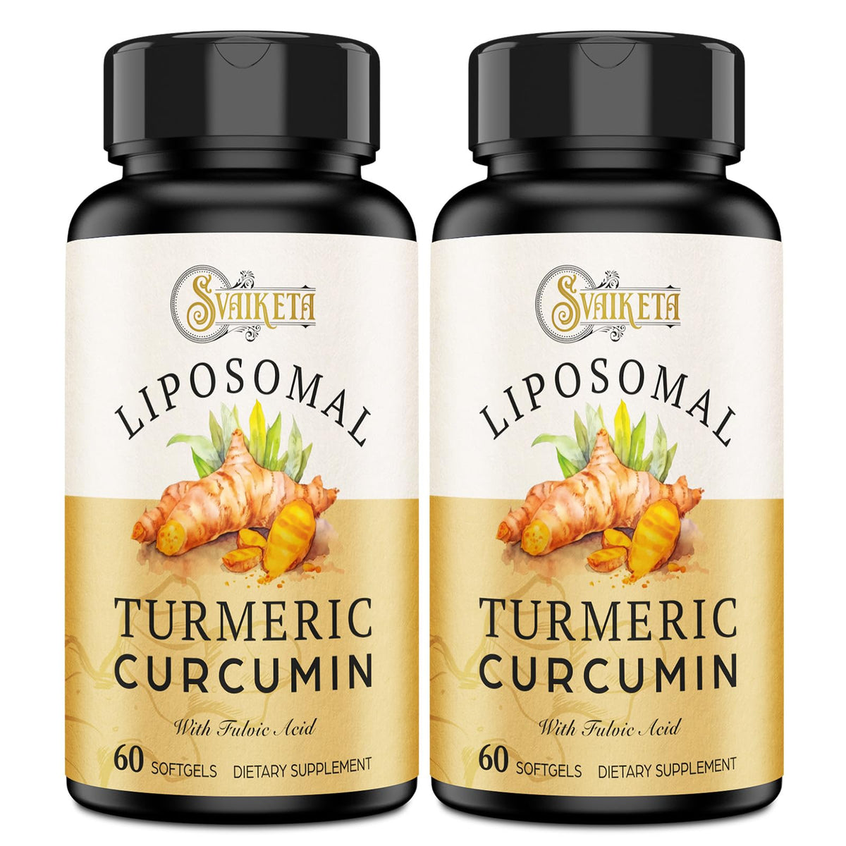 Svaiketa Liposomal Turmeric Curcumin bottle front view for daily wellness support