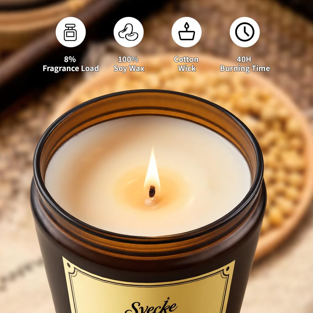 SVECKE lemon scented candle close-up of natural soy wax for clean burn