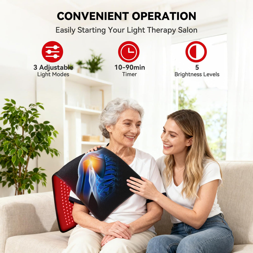 SVLseiia foldable and portable red light blanket for home use.