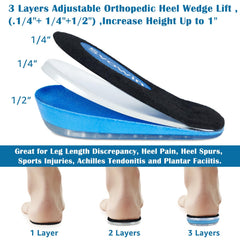 Svowin 3-layer adjustable height insole in clear demonstrates versatile lift