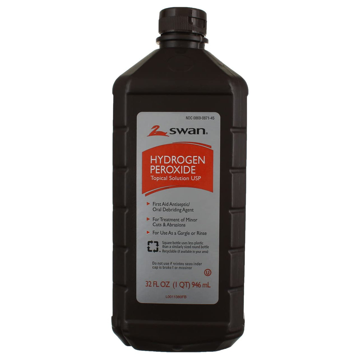 Swan Hydrogen Peroxide topical 32oz bottle with easy-to-pour design for household cleaning.