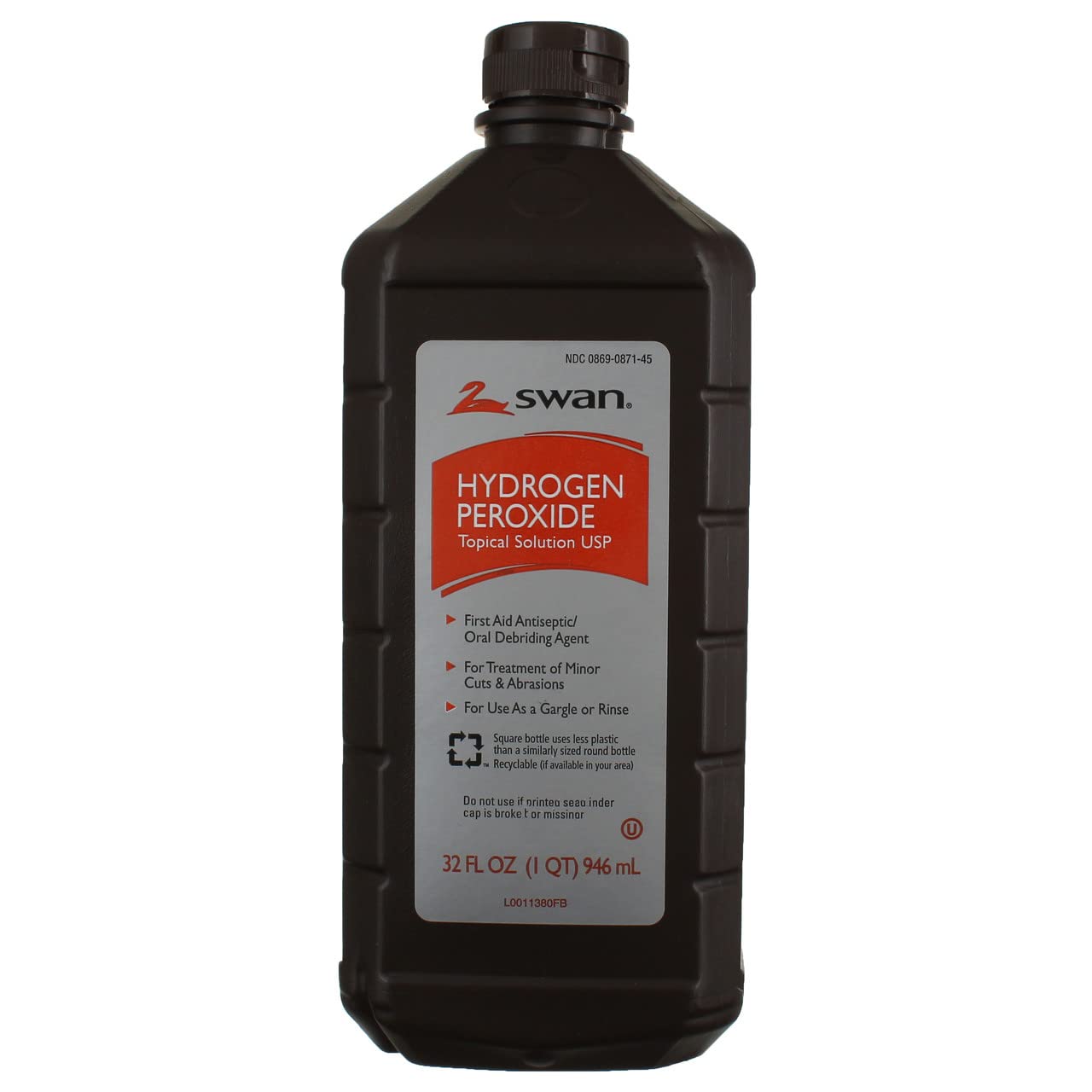 Swan Hydrogen Peroxide topical 32oz label showing ingredients and safety notes for informed use.