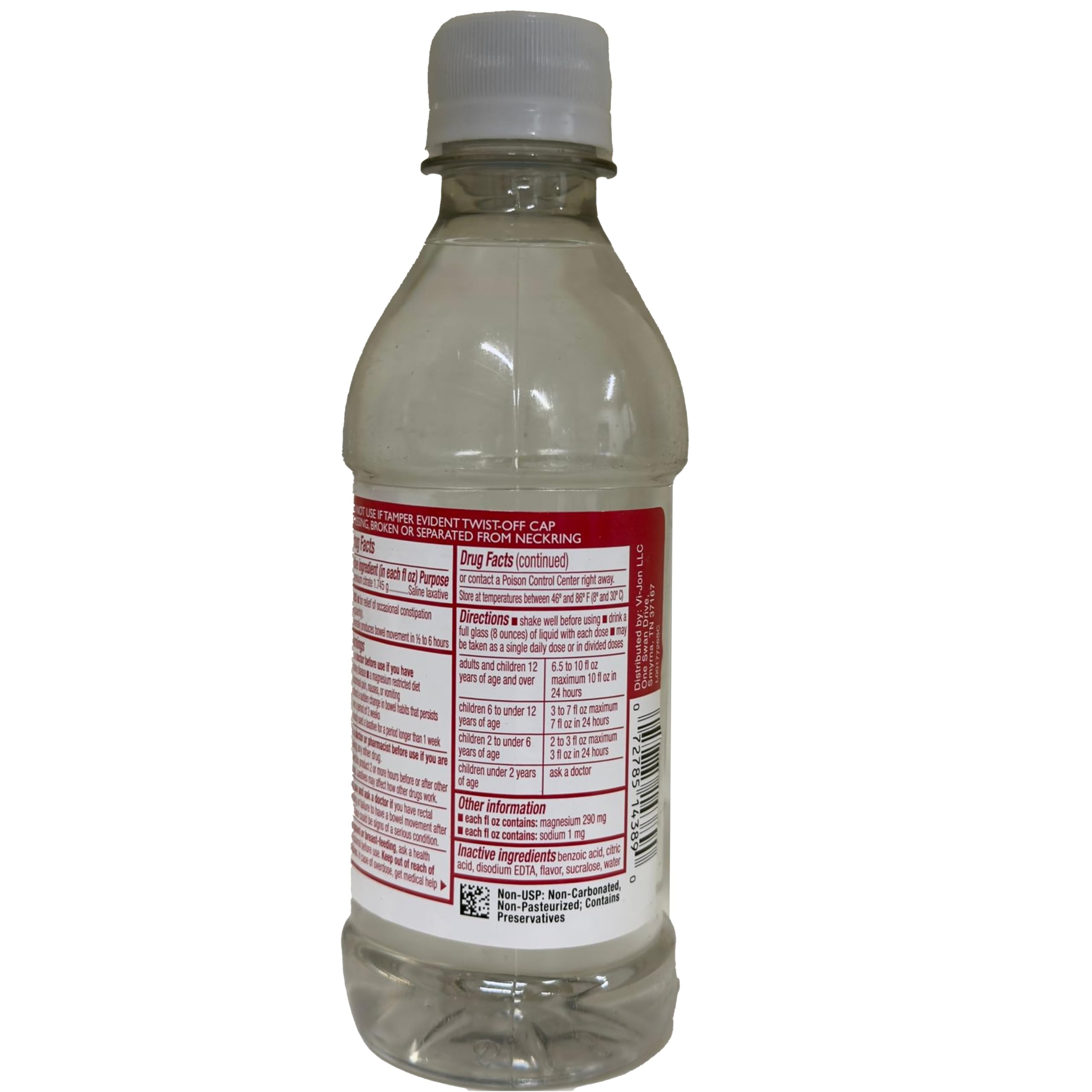 Swan Magnesium Citrate bottle label close-up showing instructions