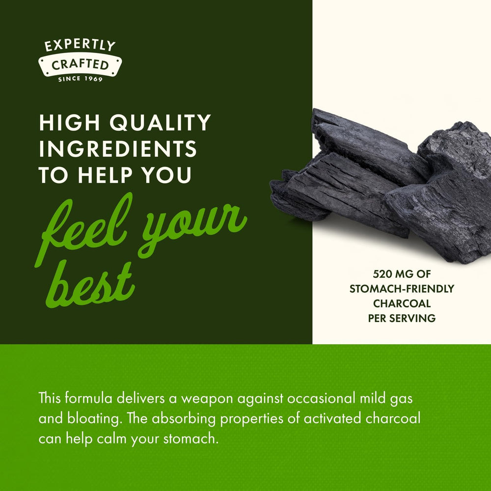 Swanson Activated Charcoal packaging showing detox support by binding substances.