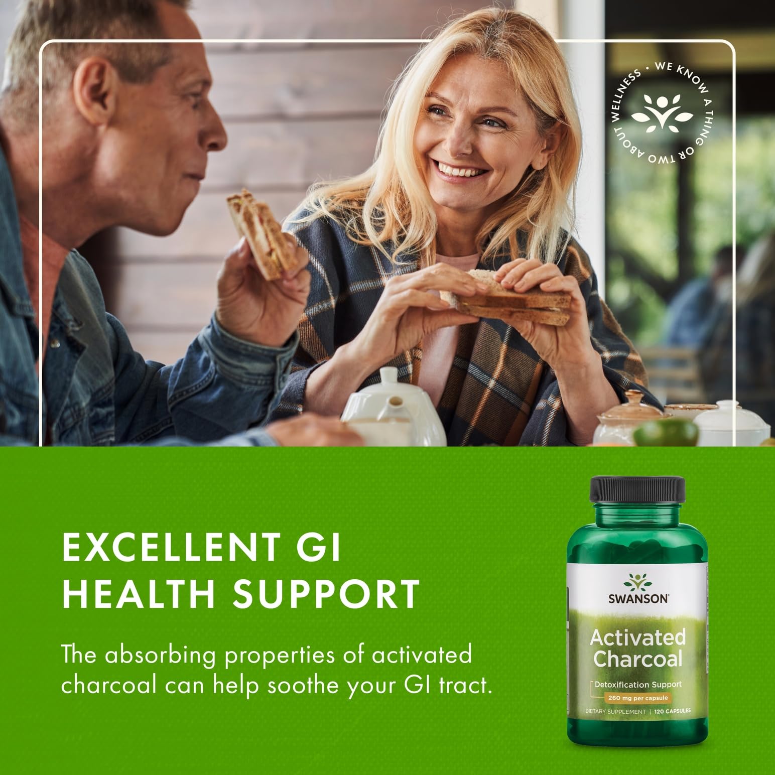 Two-pack Swanson Activated Charcoal display for value and consistency.