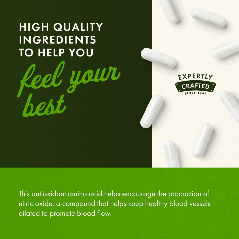 Swanson L-Arginine 850 mg ingredients panel shows quality formulation
