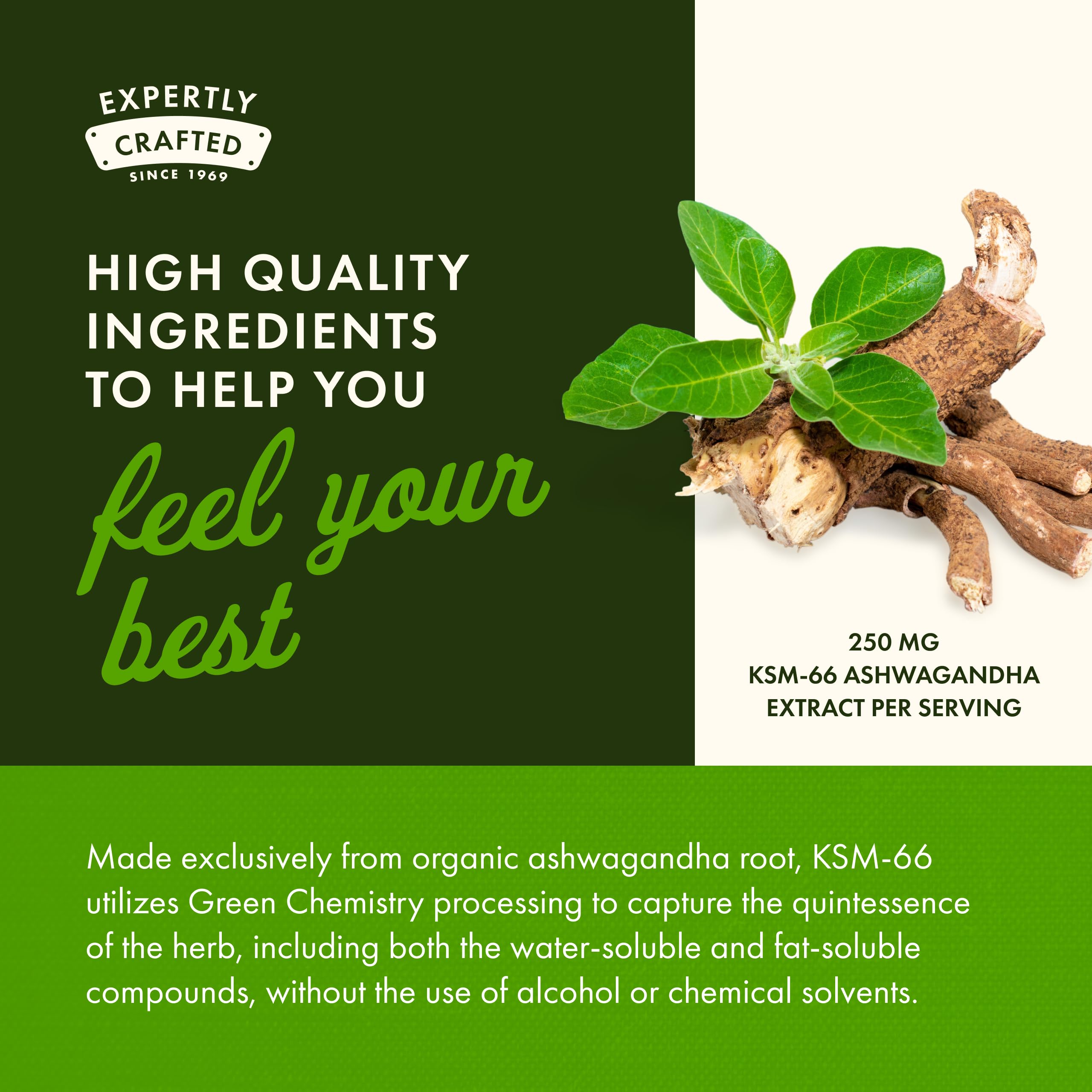 Swanson Ashwagandha bottle highlighting stress support potential