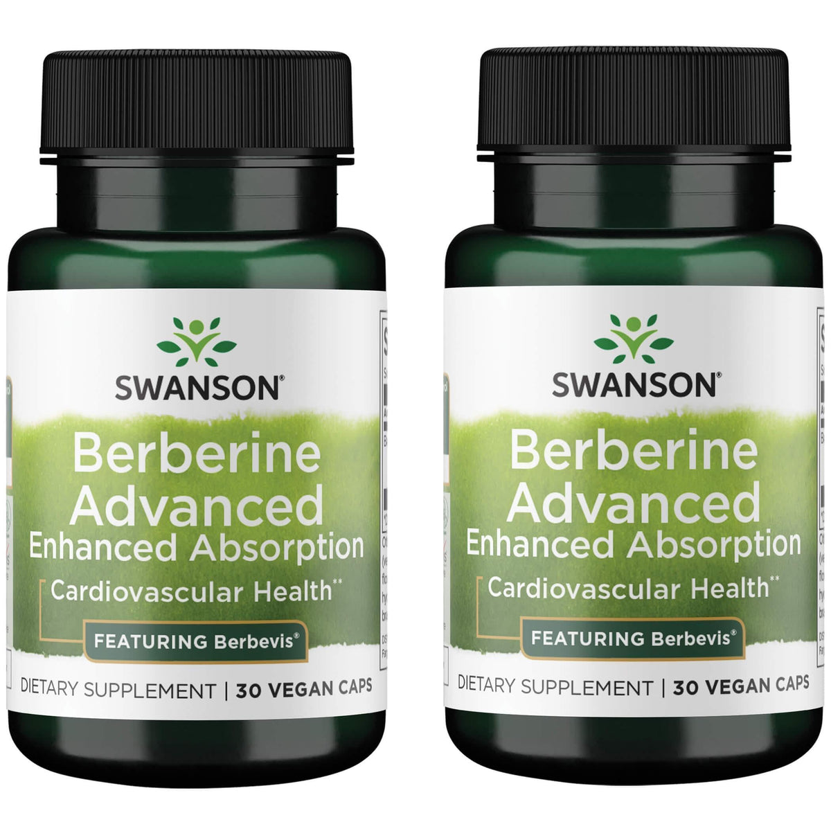 Swanson Berberine Advanced Absorption bottle front showing Berbevis 550 mg on label