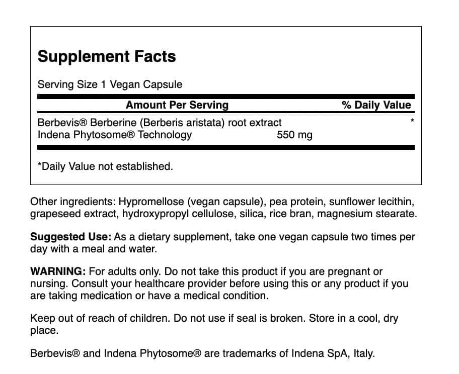Swanson Berberine Advanced capsules ready for daily use