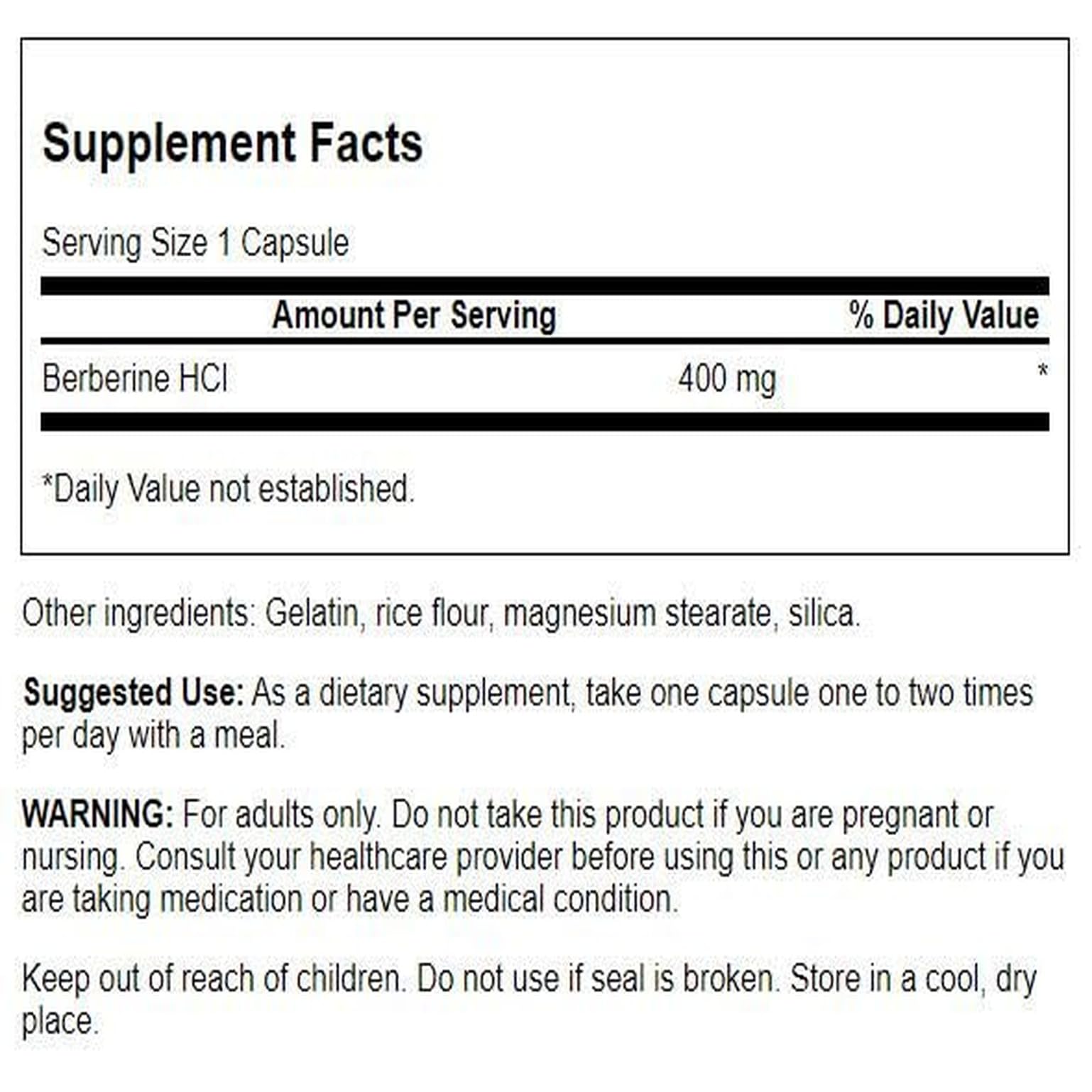 Swanson Berberine capsules showcase vegan gluten-free formulation for cardiovascular support
