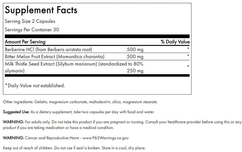 Swanson Berberine Plus capsules close-up highlighting the three-herb formula