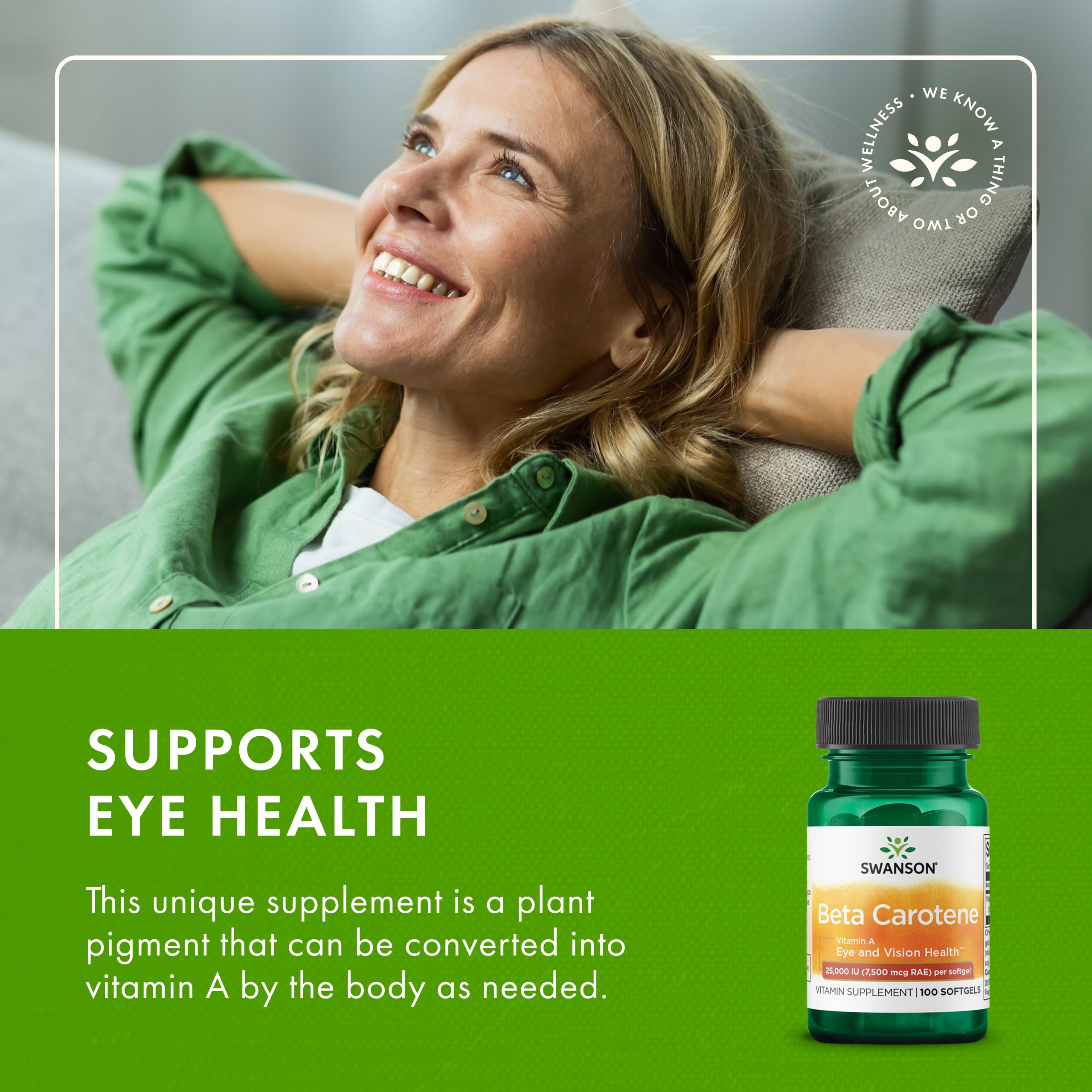 Swanson Beta-Carotene inside view reveals capsules ready to take.