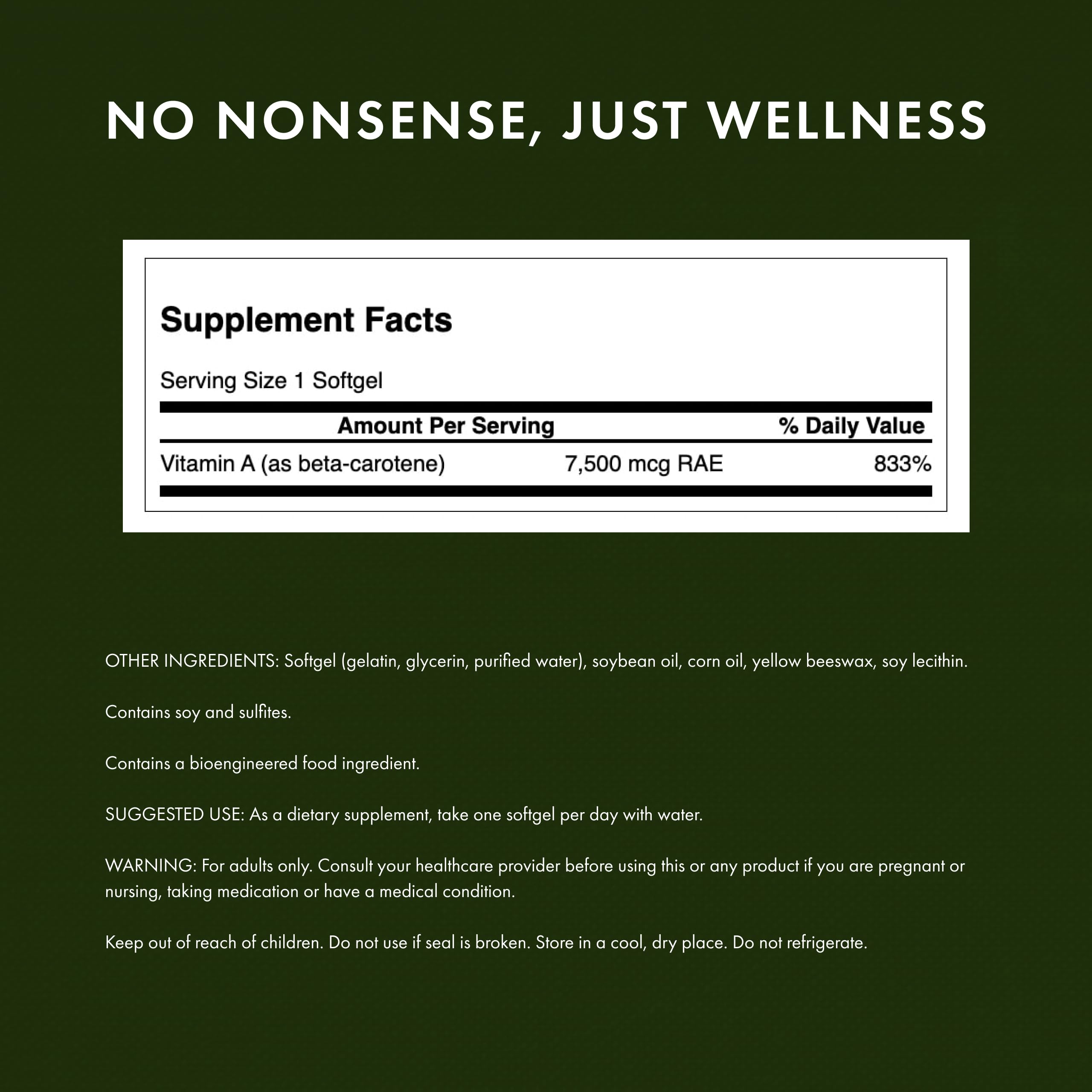 Swanson Beta-Carotene packaging front view emphasizes quality.