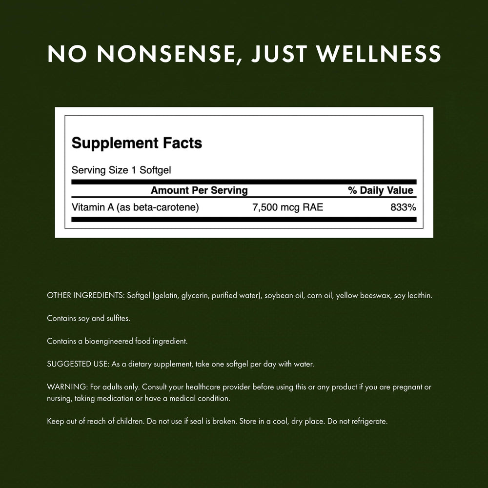 Swanson Beta-Carotene packaging front view emphasizes quality.