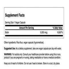 Close-up of Swanson Biotin capsules highlighting daily use