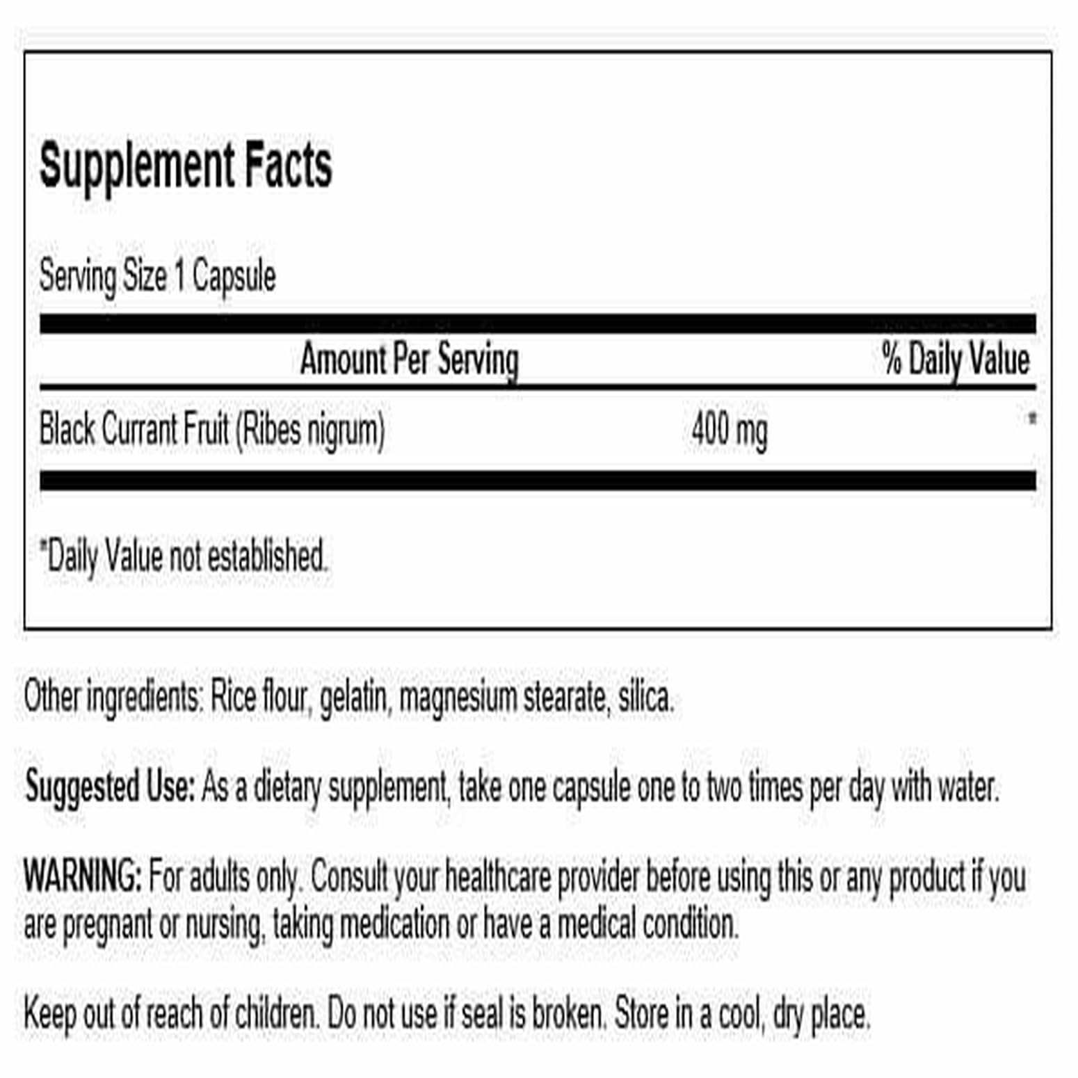Swanson black currant capsules close-up highlights convenient daily capsules