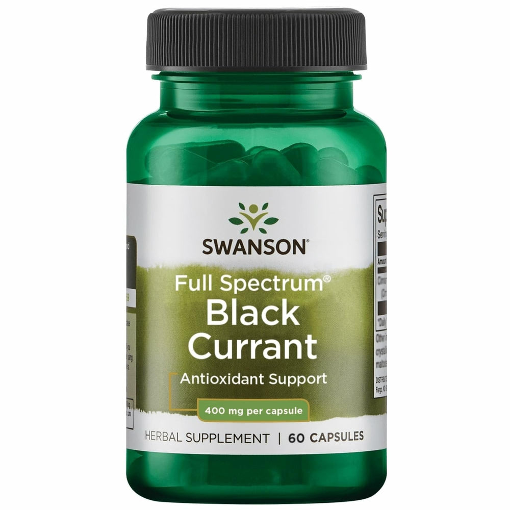 Swanson black currant bottle shows full-spectrum formula for daily wellness