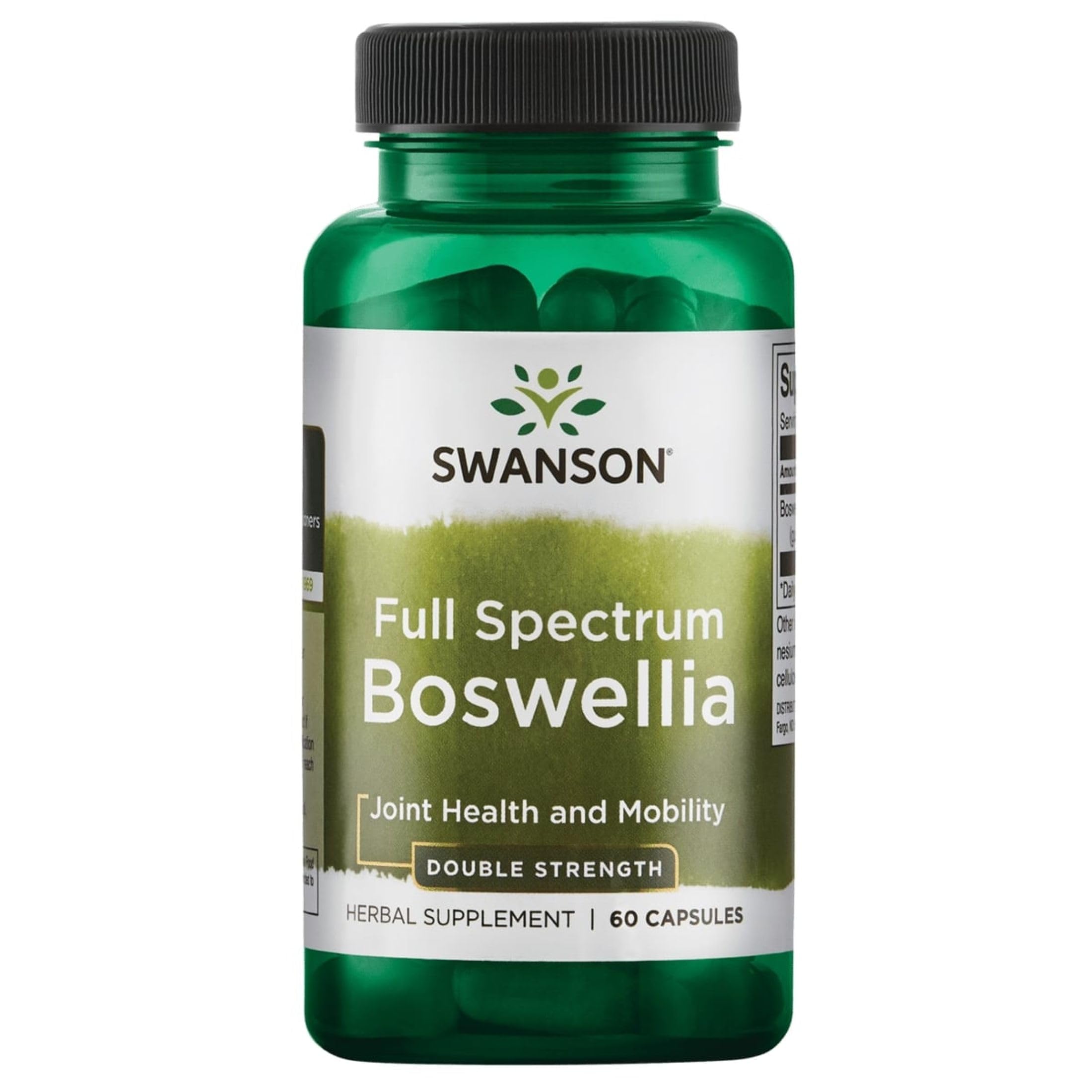 Swanson Boswellia bottle front with label signaling full-spectrum joint support