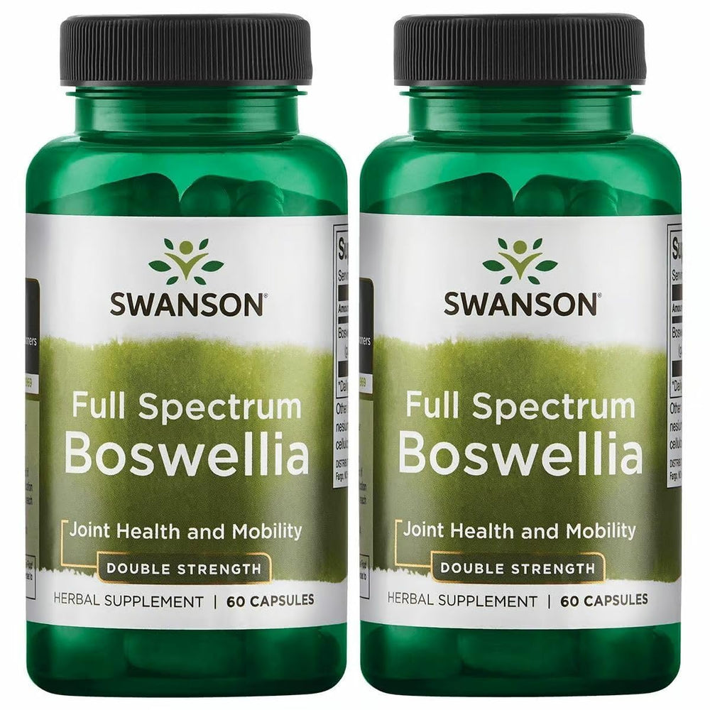 Swanson Boswellia bottle label highlights full-spectrum resin for joint support.