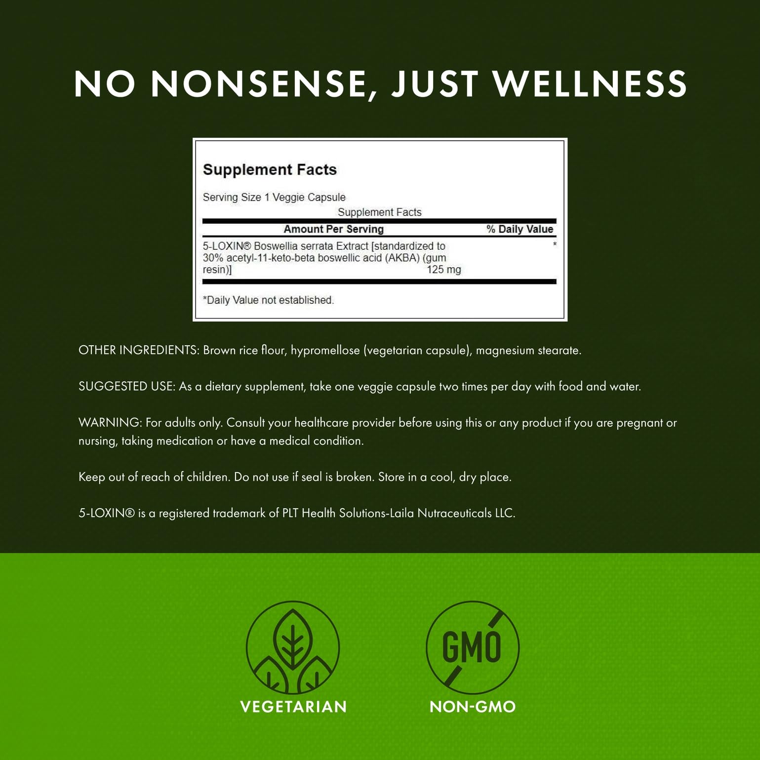 Swanson Boswellia Serrata Extract label detail highlighting ingredients
