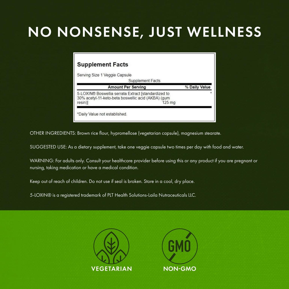 Swanson Boswellia Serrata Extract label detail highlighting ingredients