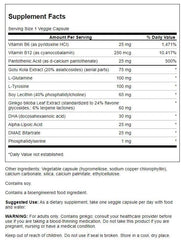 Close-up of Swanson Brain Essentials capsules, vegetarian formula for steady mood support.