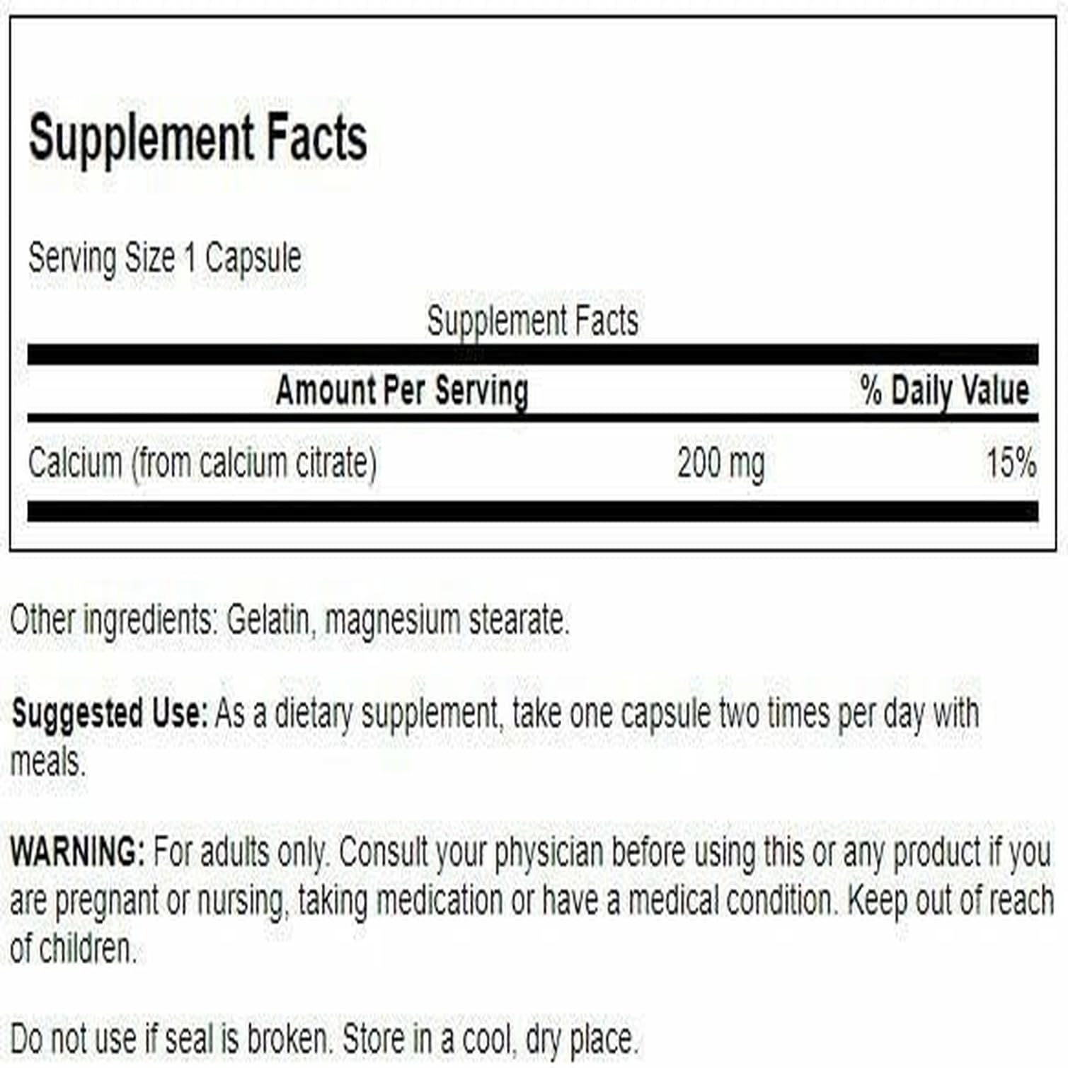 Swanson Calcium Citrate capsules on the package emphasize easy absorption.