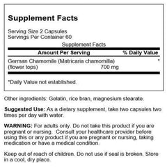 Close-up of Swanson Chamomile Stress Support capsules for gentle daily relaxation