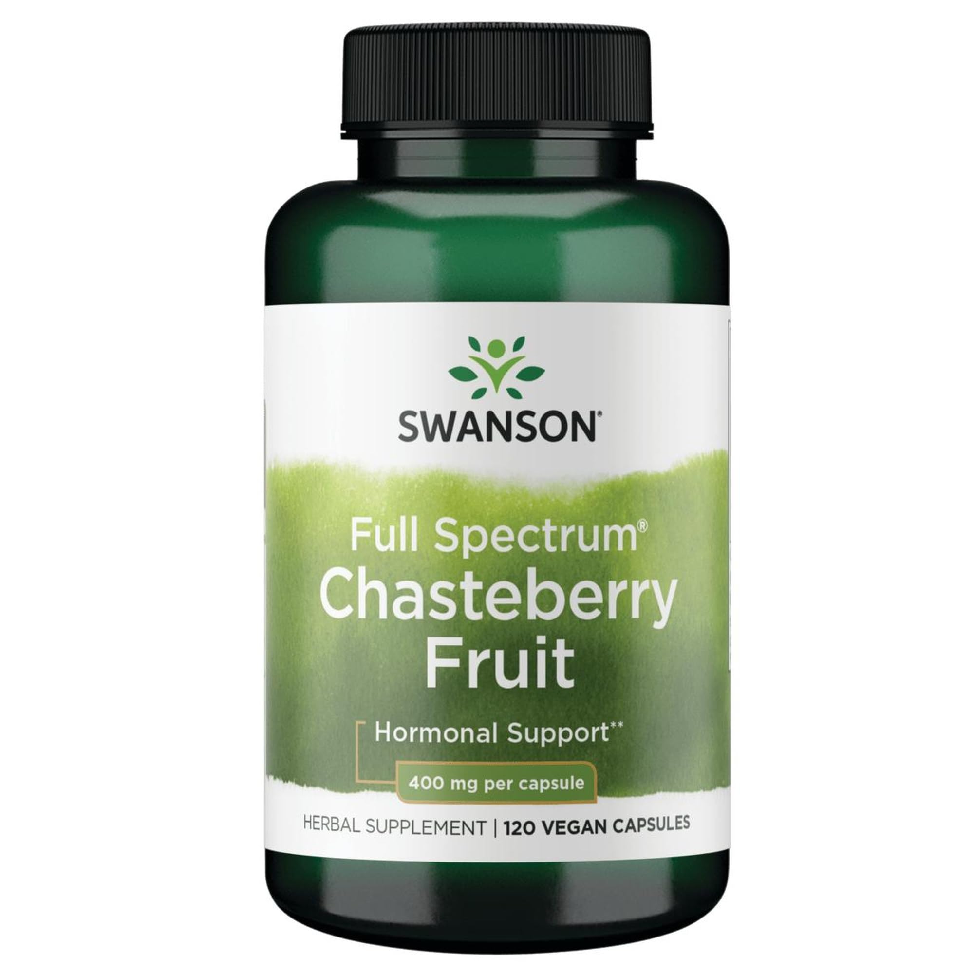 Swanson Chasteberry Fruit bottle front view showing premium women's health support