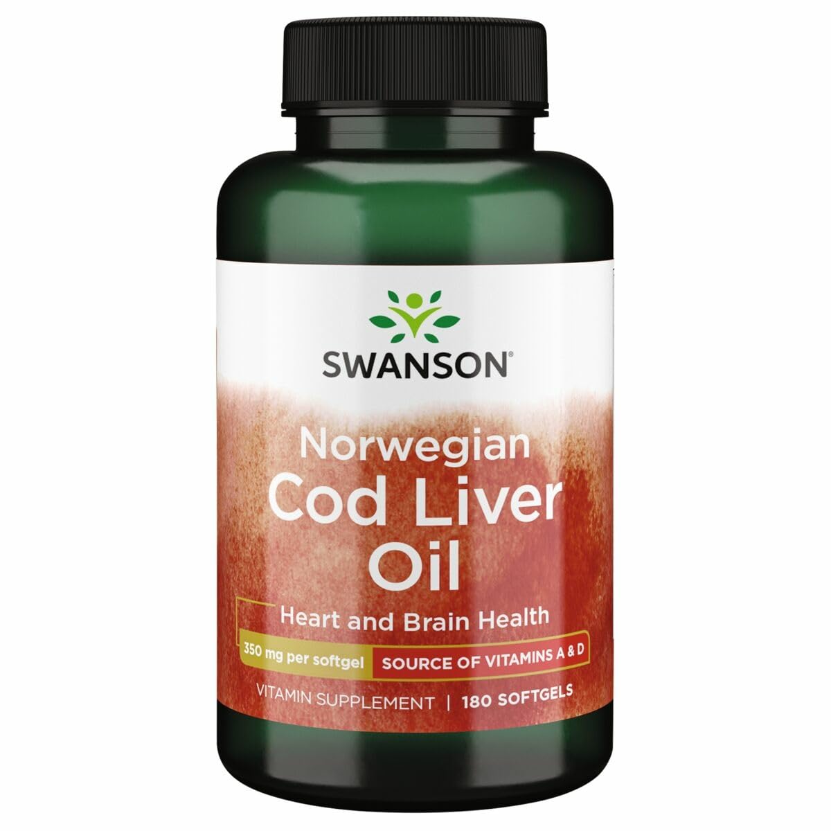 Swanson Cod Liver Oil bottle highlighting high absorption vitamin A for wellness