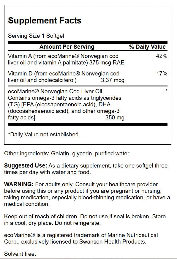 Swanson Cod Liver Oil softgels arranged for daily use and immune support