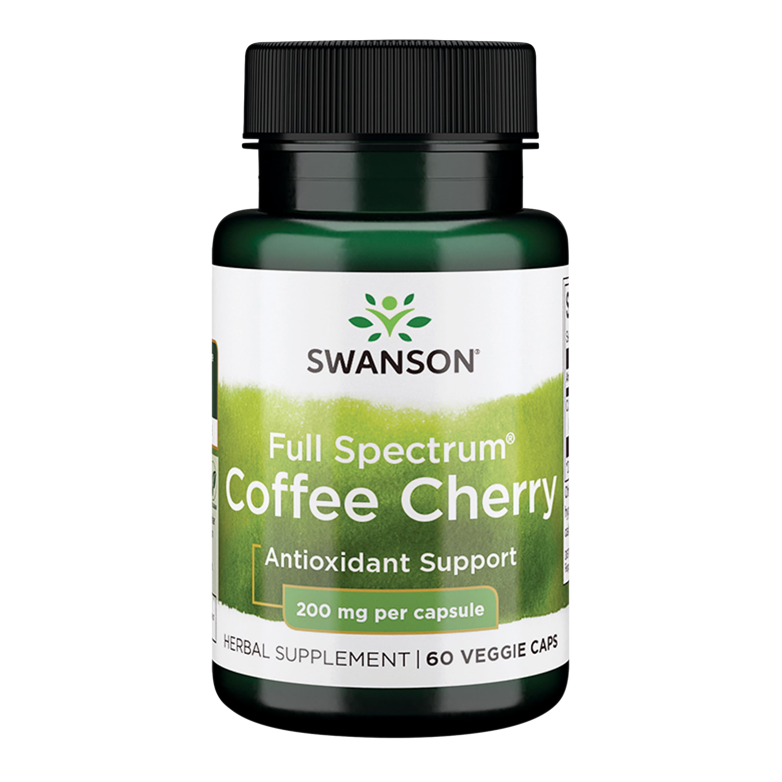 Swanson Coffee Cherry capsules 60-count on white background for convenient daily immune support.