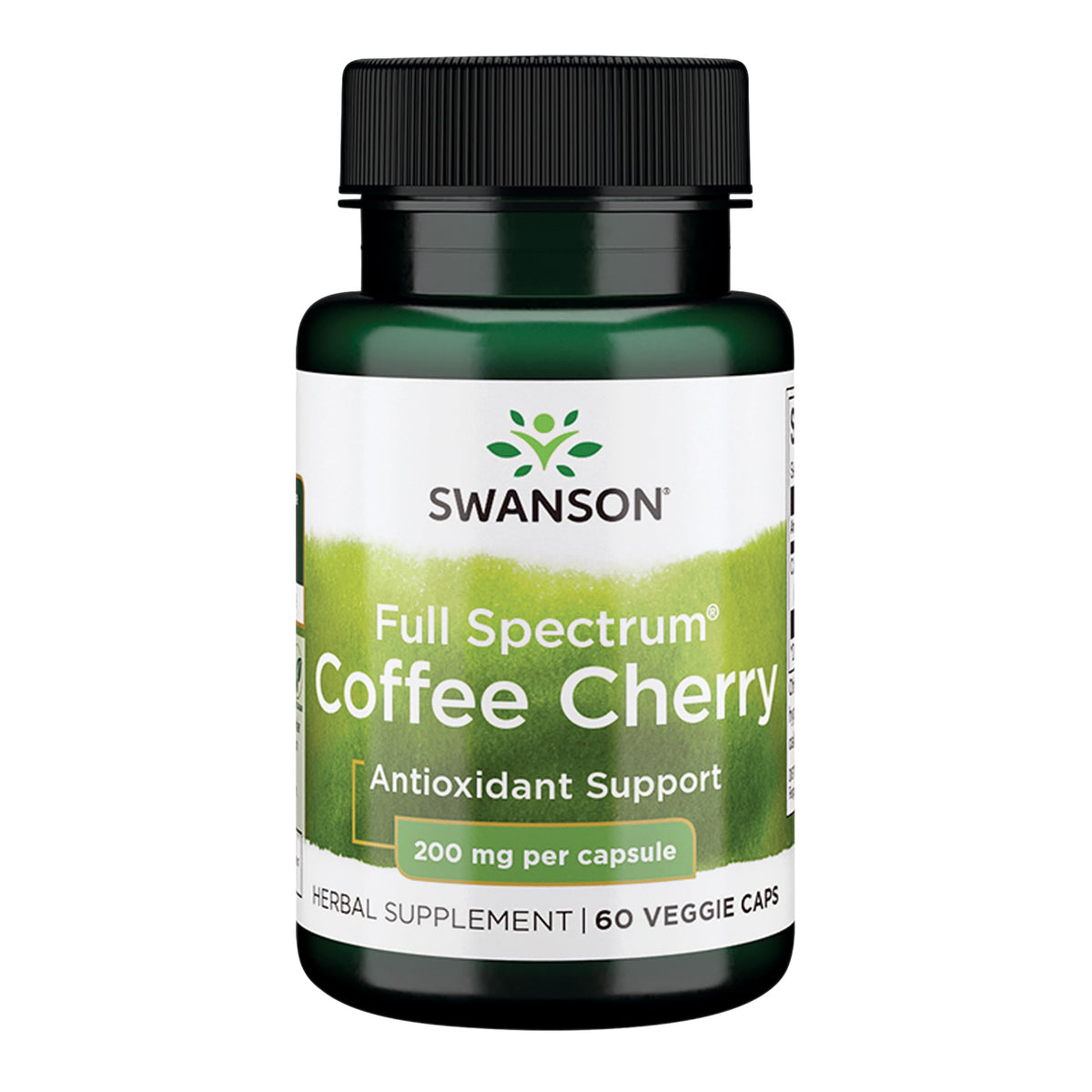Swanson Coffee Cherry capsules 60-count on white background for convenient daily immune support.