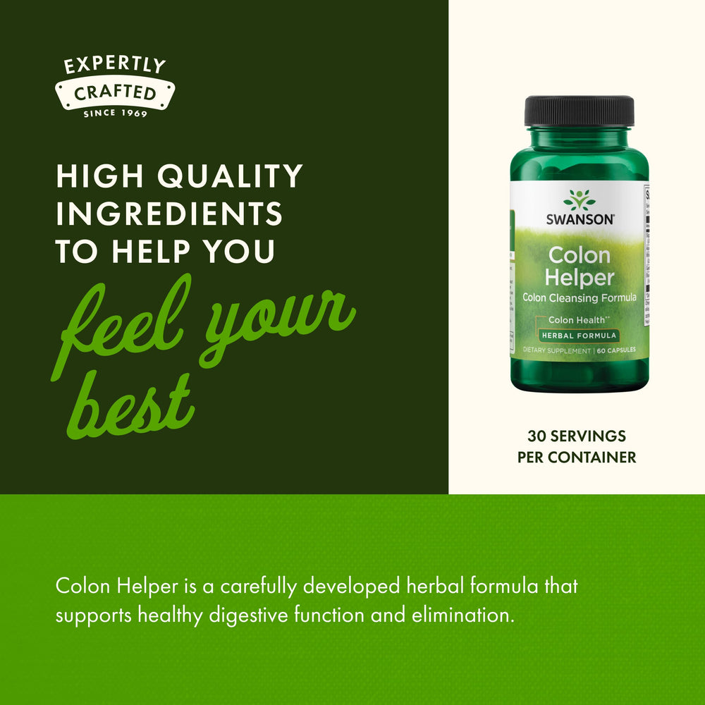 Swanson Colon Helper manufactured in GMP-certified facilities with third-party testing.