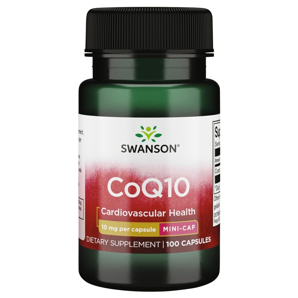 Swanson CoQ10 10 mg bottle front view highlighting daily cardiovascular support potential