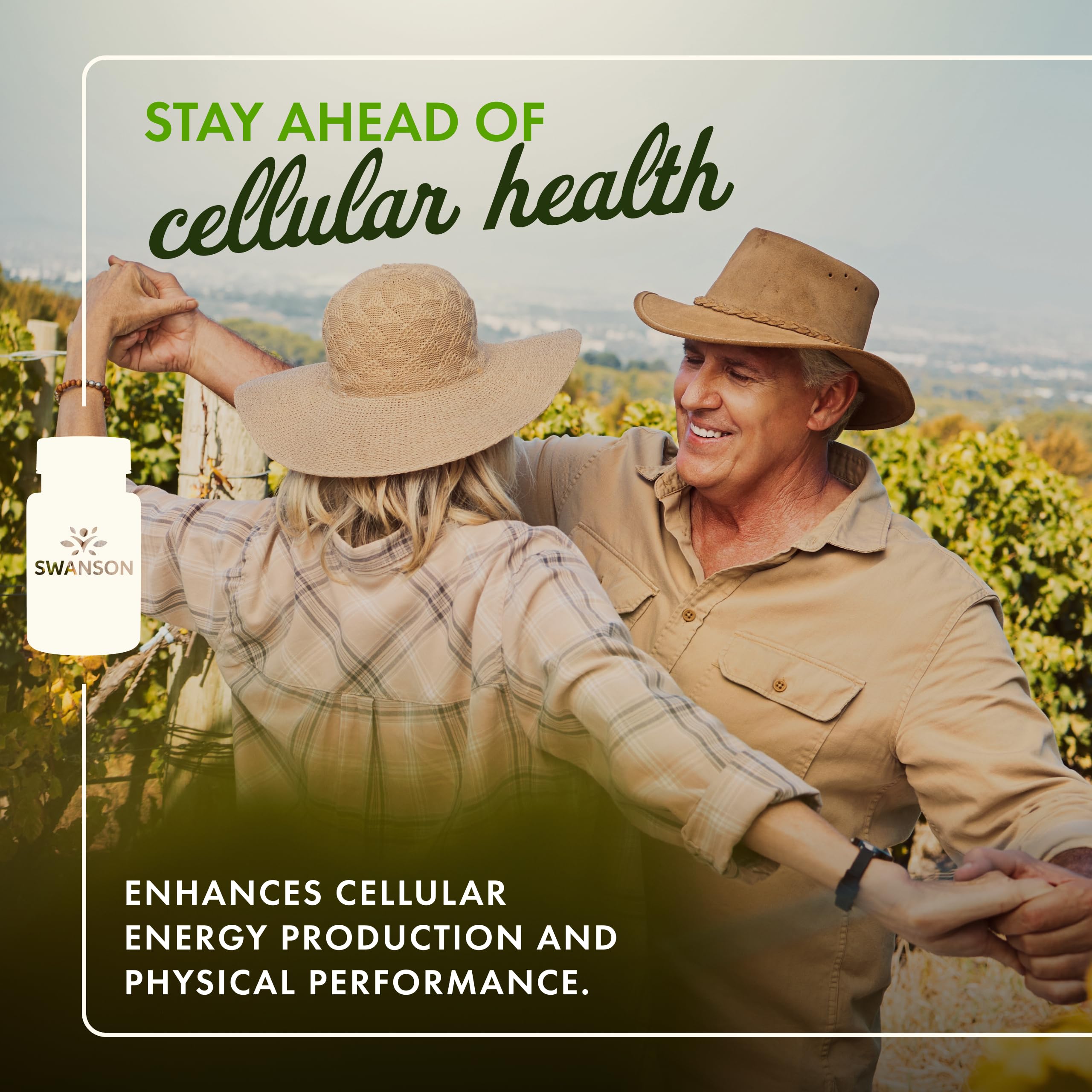 Swanson CoQ10 softgel capsules highlighting easy daily energy support