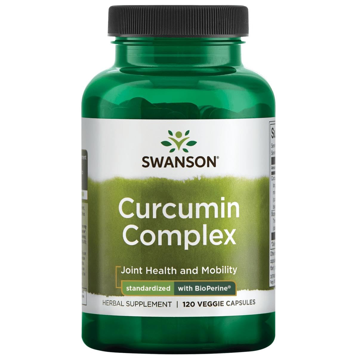 Swanson Curcumin Complex bottle label highlighting standardized curcuminoids for wellness support