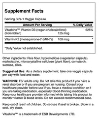 Swanson D3-K2 capsules close-up highlighting vegan formulation for everyday wellness