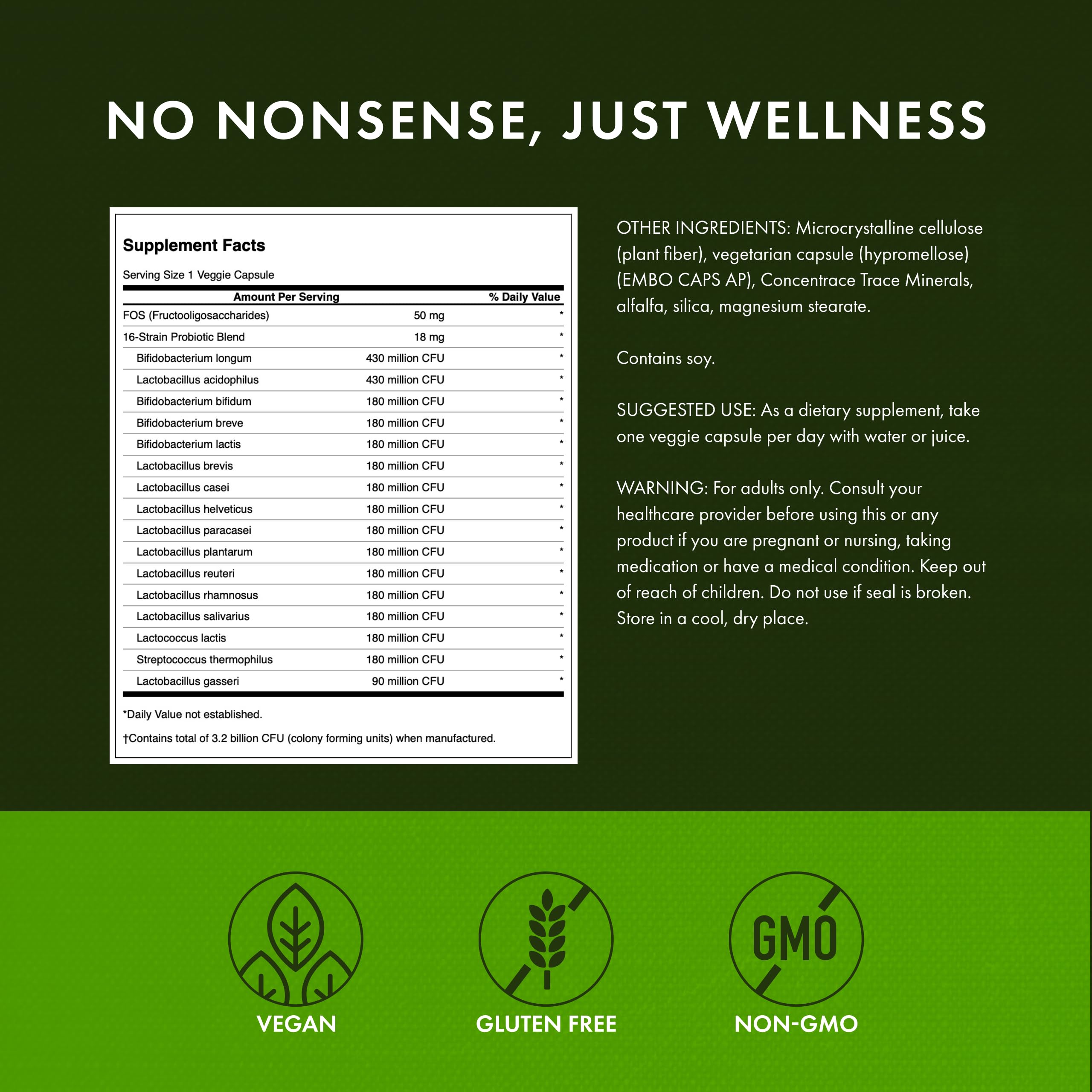 Swanson bottle label detailing 60 veggie capsules for daily digestive wellness.